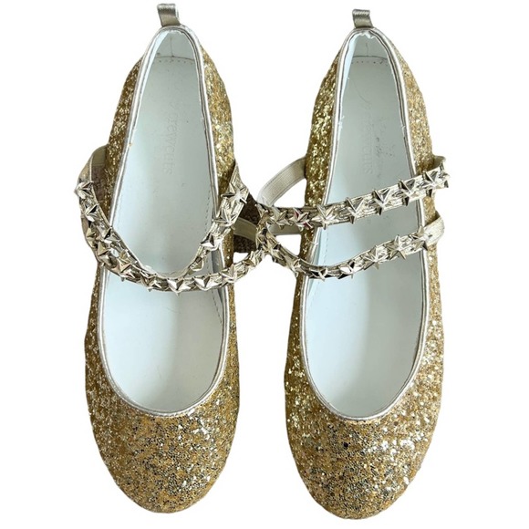 J. Crew Other - NWT Crewcuts Gold Glitter Star Flats Size 5 (big kids)